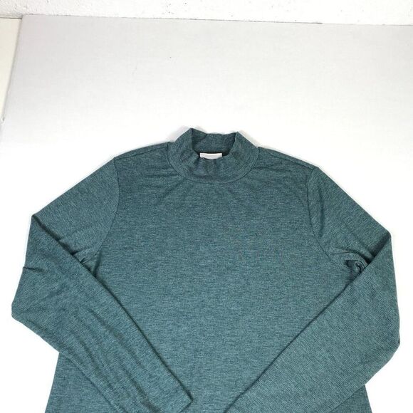 LOGO Lori Goldstein Womens Mock Neck Knit Top Green Long Sleeve Shirt L Large - Picture 3 of 11